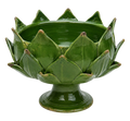 Handmade Artichoke Pedestal Bowl in Emerald