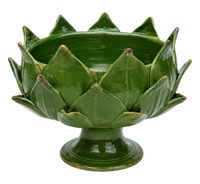 Handmade Artichoke Pedestal Bowl in Emerald