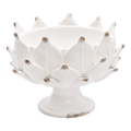 Handmade Artichoke Pedestal Bowl in Ivory