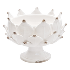 Handmade Artichoke Pedestal Bowl in Ivory