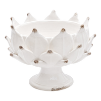 Handmade Artichoke Pedestal Bowl in Ivory