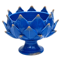 Handmade Artichoke Pedestal Bowl in Cobalt