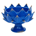 Handmade Artichoke Pedestal Bowl in Cobalt