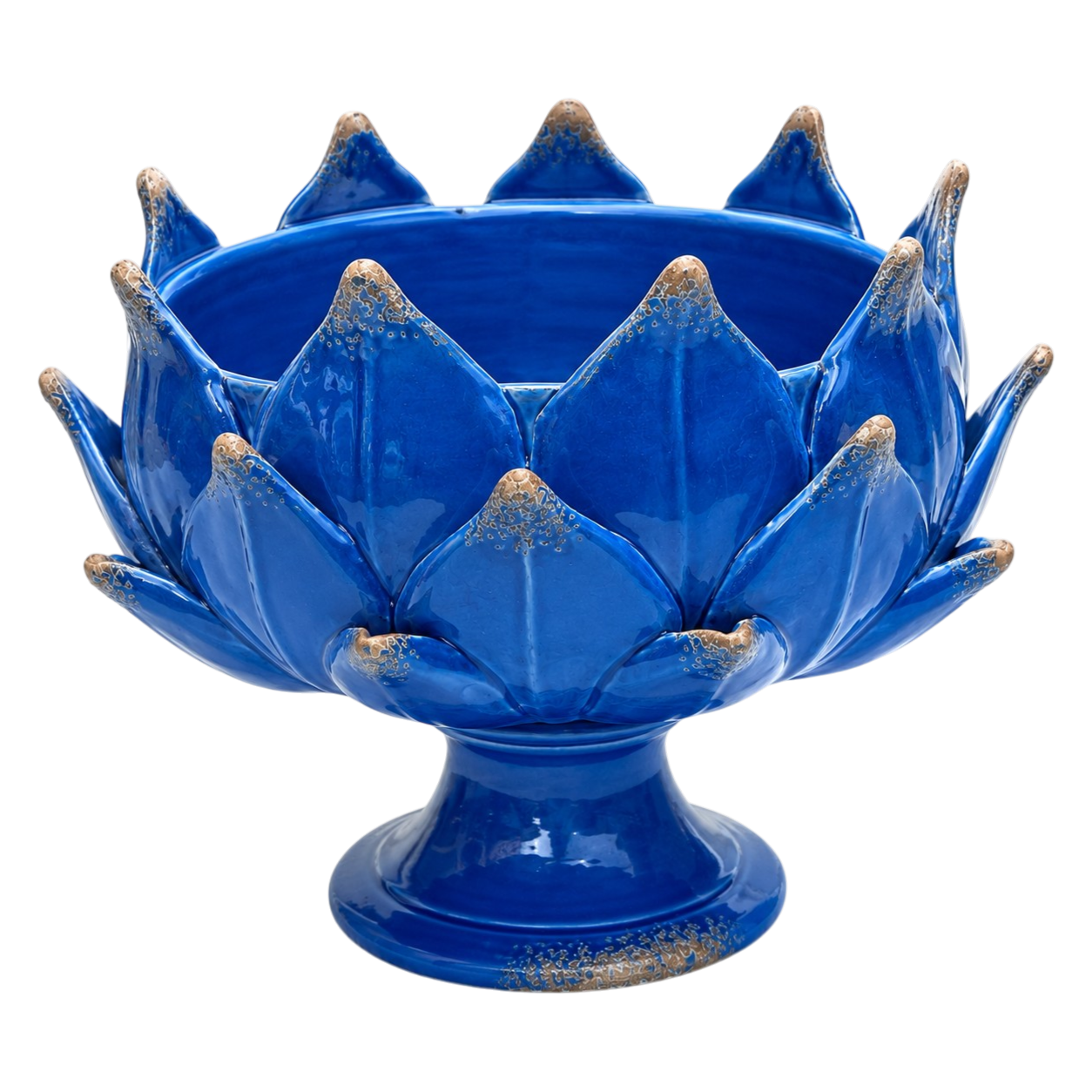 Handmade Artichoke Pedestal Bowl in Cobalt