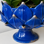 Handmade Artichoke Pedestal Bowl in Cobalt