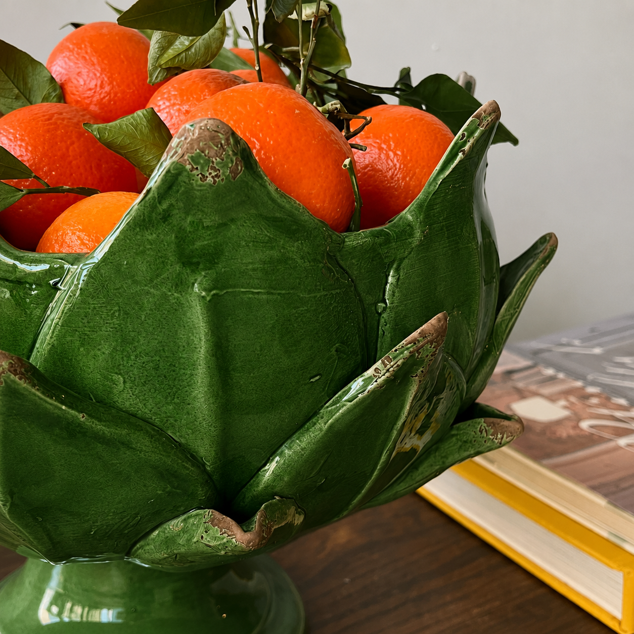 Handmade Artichoke Pedestal Bowl in Emerald