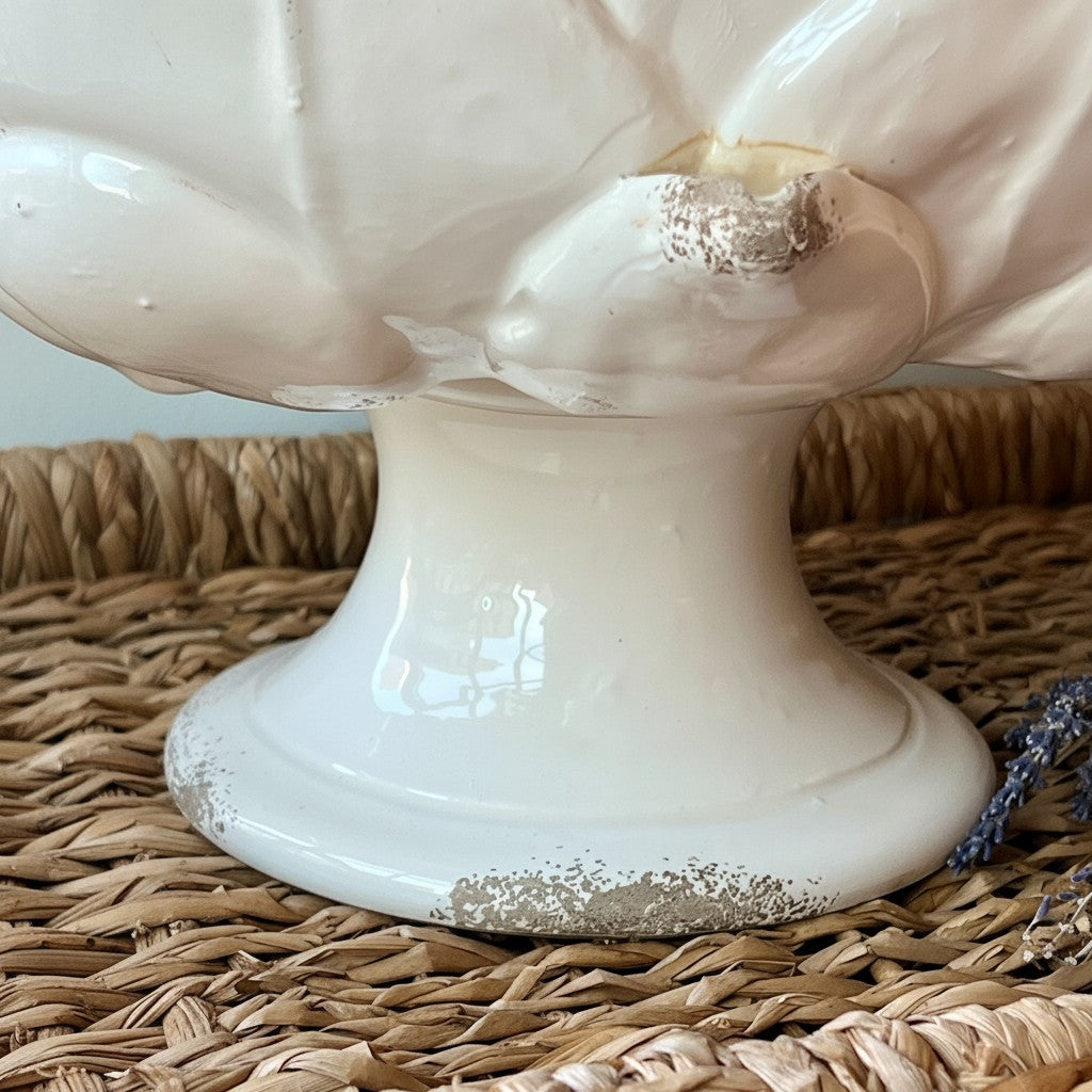 Handmade Artichoke Pedestal Bowl in Ivory